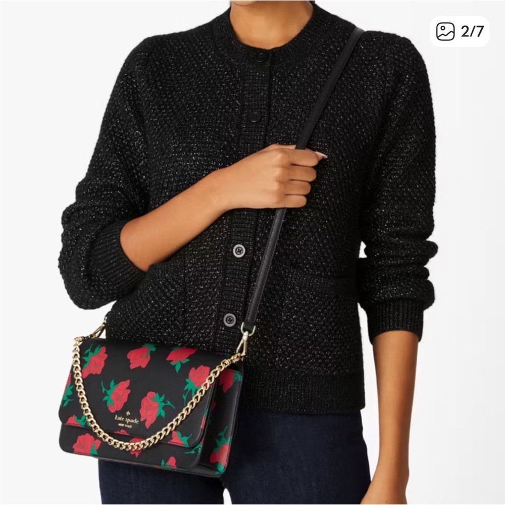 Kate Spade Black purse with Red Floral Design